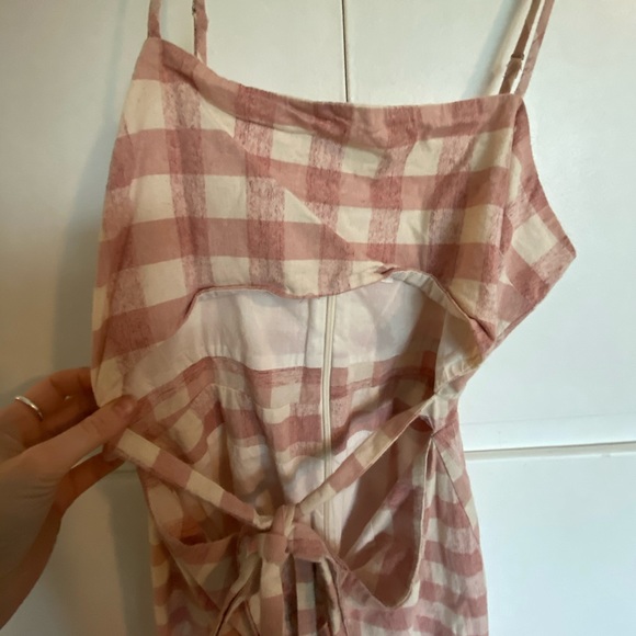 pink gingham open front mini dress - Picture 3 of 5